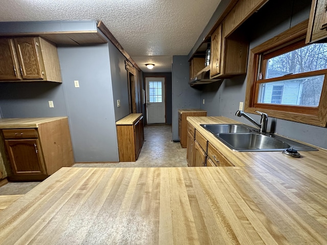 kitchen featuring sink and a textured ceiling