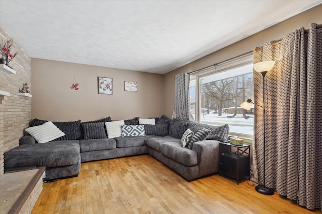 living room with light wood-type flooring