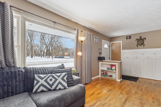 living area featuring light wood-type flooring