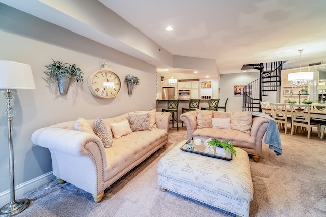 living room with carpet floors