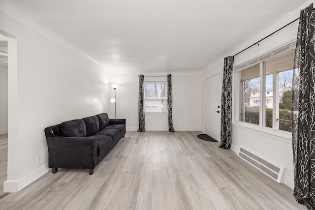 living room with light wood-type flooring