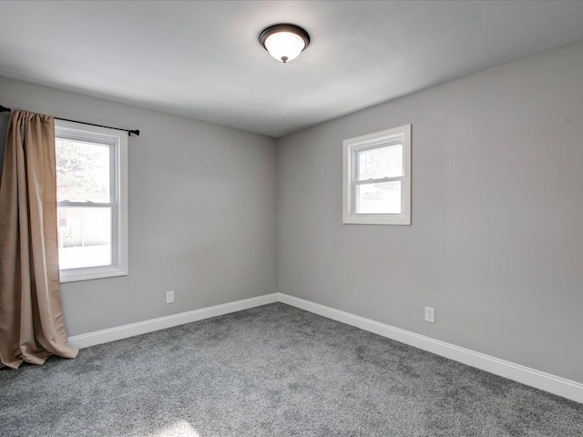 empty room with a wealth of natural light and carpet