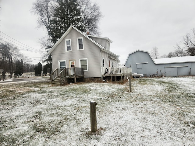 view of front of property with a deck