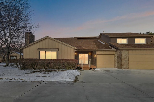 view of front of house with a garage