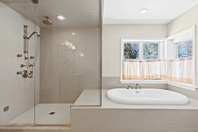 bathroom with independent shower and bath