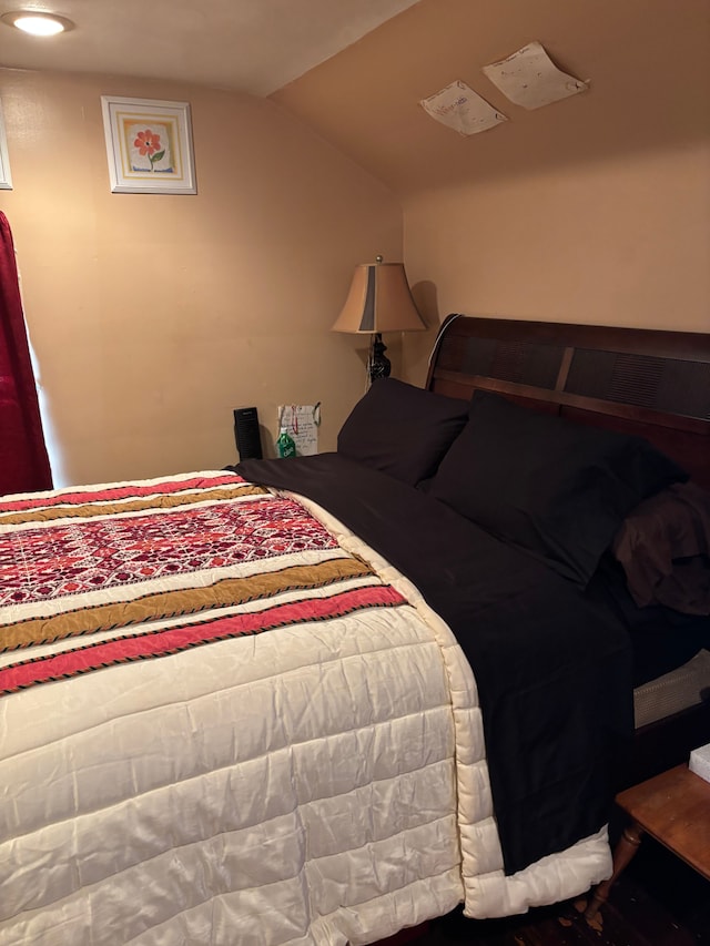 bedroom featuring vaulted ceiling