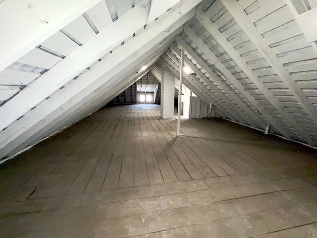 view of unfinished attic