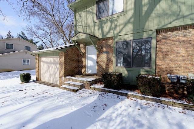 exterior space with a garage