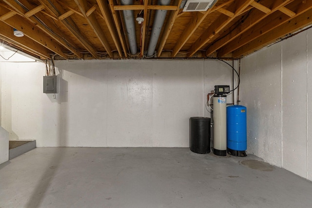 basement with electric panel