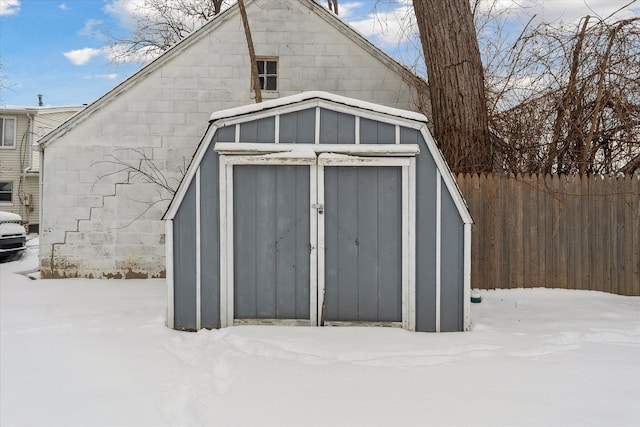 view of snow covered structure