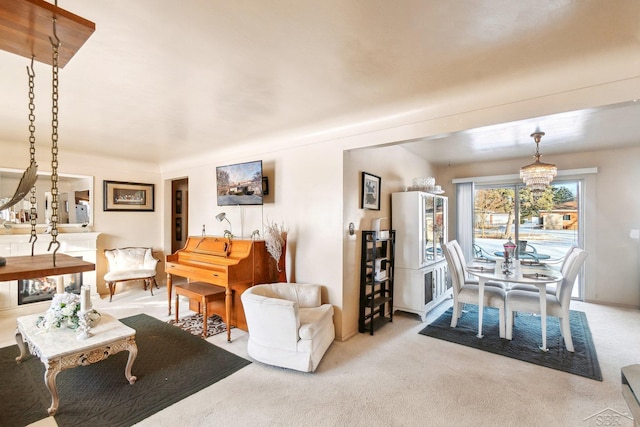 living room with carpet flooring