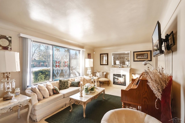 living room featuring carpet flooring