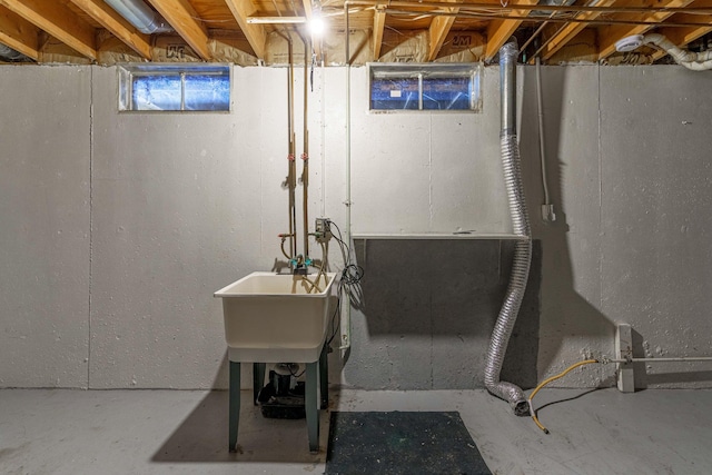 basement featuring sink