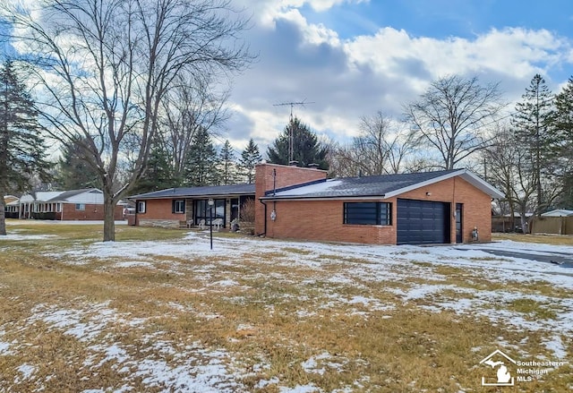 exterior space with a garage