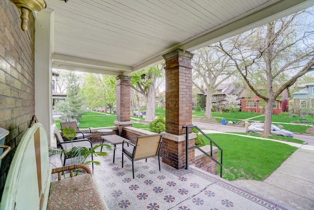 view of patio featuring covered porch