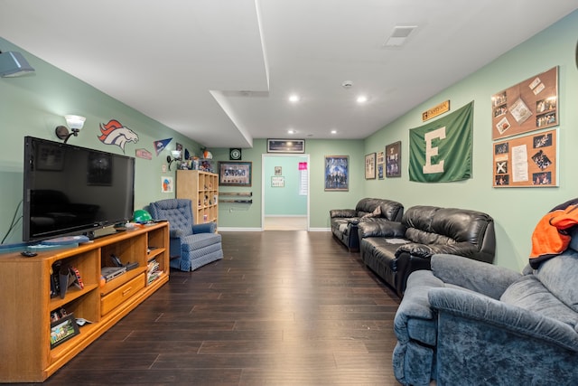 living room featuring dark hardwood / wood-style flooring