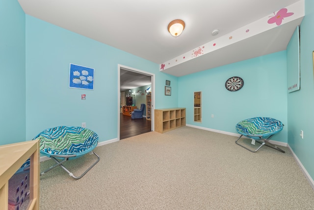 sitting room featuring carpet floors