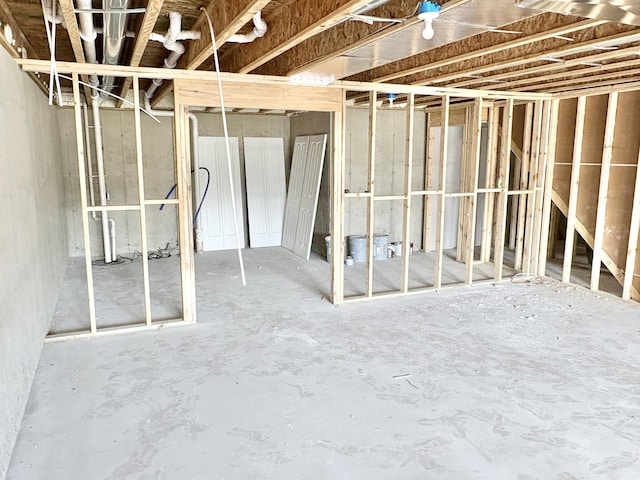 view of unfinished basement