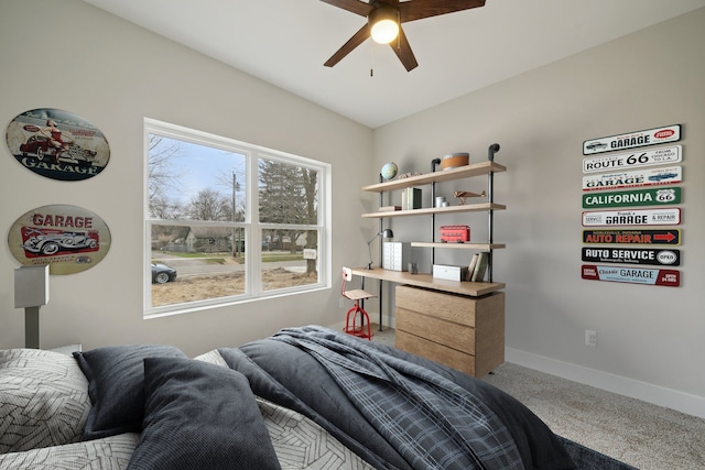 675 Crescent Lake Rd, Waterford, MI 48327 - bedroom with carpet flooring, a ceiling fan, and baseboards