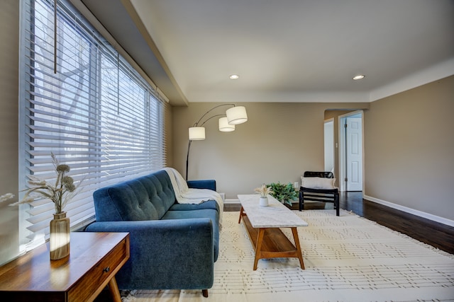 living room with hardwood / wood-style flooring