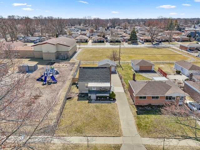 bird's eye view with a residential view