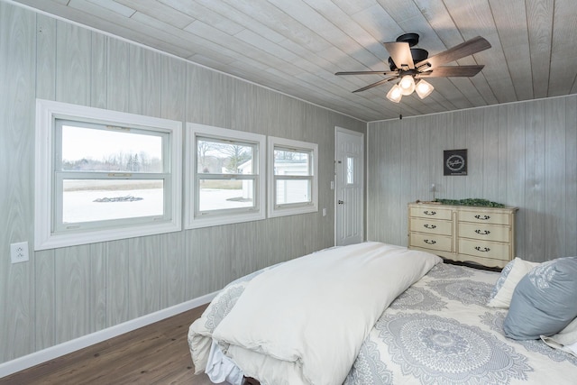 bedroom featuring hardwood / wood-style flooring and ceiling fan