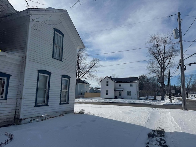 view of snow covered exterior