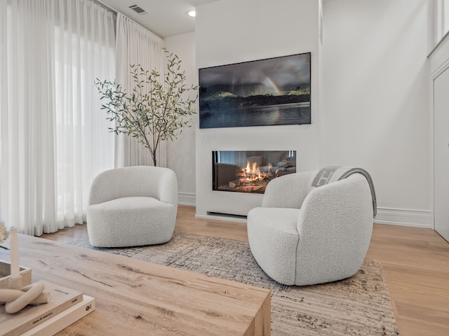 living room with hardwood / wood-style flooring