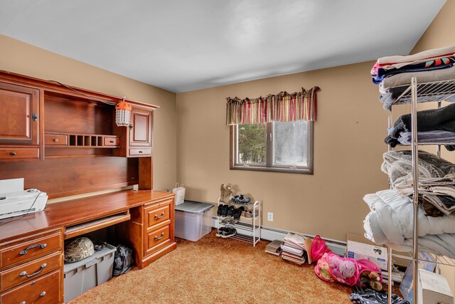 view of carpeted home office