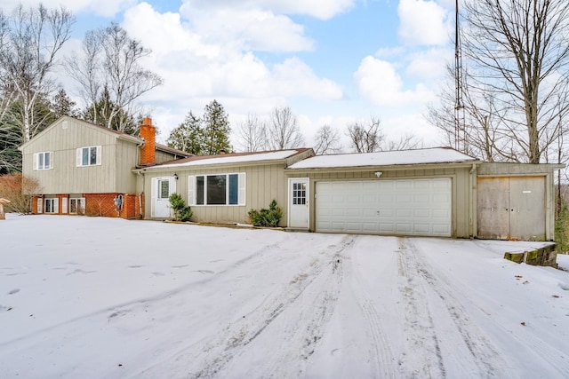 tri-level home with an attached garage