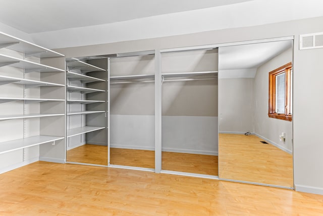 spacious closet featuring wood-type flooring