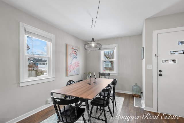 dining room featuring dark hardwood / wood-style flooring