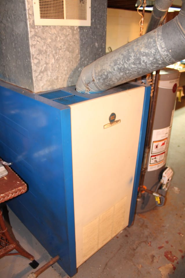 utility room with gas water heater