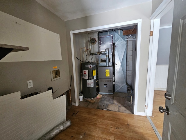 utility room with water heater