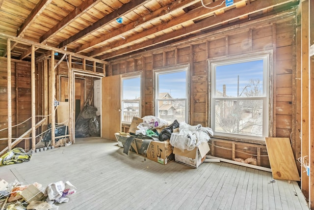 miscellaneous room featuring hardwood / wood-style floors and wooden ceiling