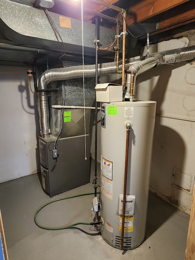 utilities featuring gas water heater and heating unit