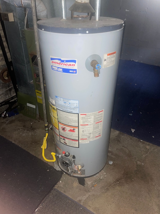 utility room with gas water heater