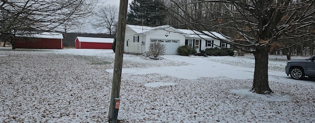 view of snow covered property