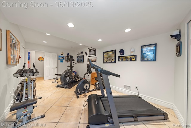 37143 Southwind Ct Unit 38, Farmington Hills, MI 48331 - workout area with recessed lighting, baseboards, and light tile patterned flooring
