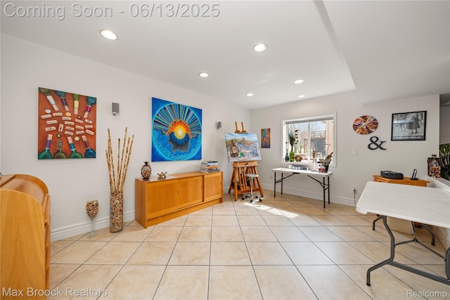 37143 Southwind Ct Unit 38, Farmington Hills, MI 48331 - office area featuring recessed lighting, light tile patterned flooring, and baseboards