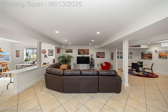 37143 Southwind Ct Unit 38, Farmington Hills, MI 48331 - living room featuring light tile patterned flooring, recessed lighting, and baseboards