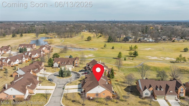 37143 Southwind Ct Unit 38, Farmington Hills, MI 48331 - aerial view of property and surrounding area with a nearby body of water, a local golf course, and nearby suburban area