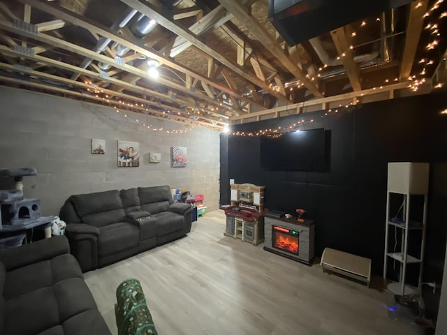 living room with wood-type flooring