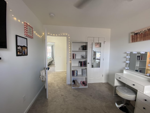 view of carpeted home office