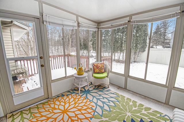 view of unfurnished sunroom