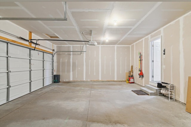 garage with a garage door opener