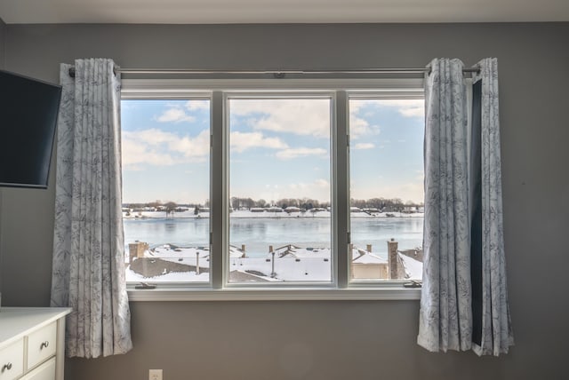 bedroom with a water view