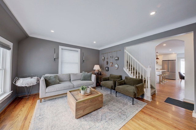 living room featuring light hardwood / wood-style flooring