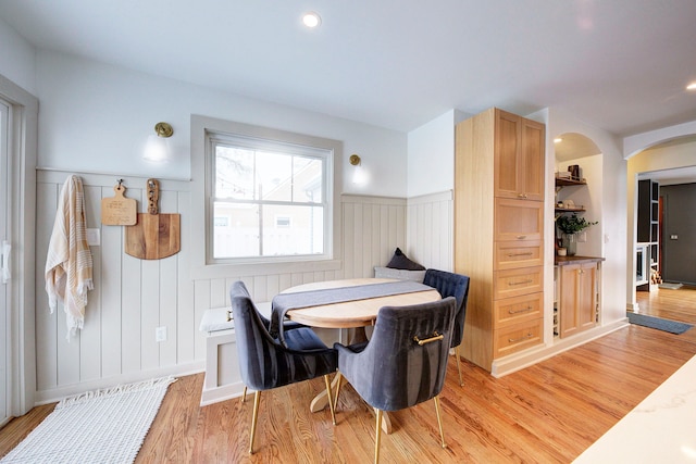 dining space featuring light hardwood / wood-style floors