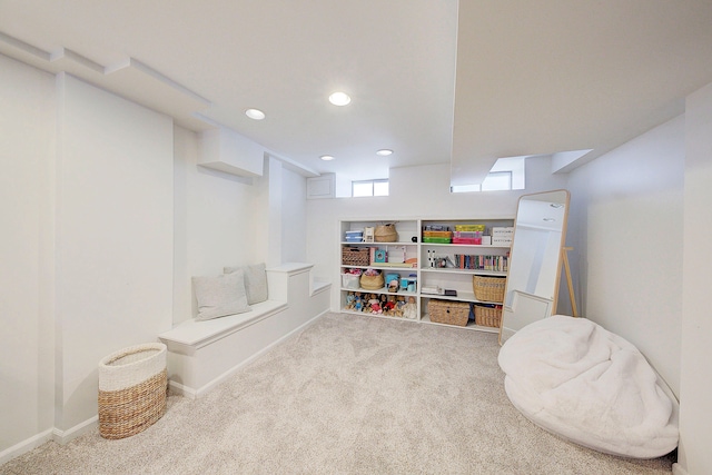 game room with carpet floors